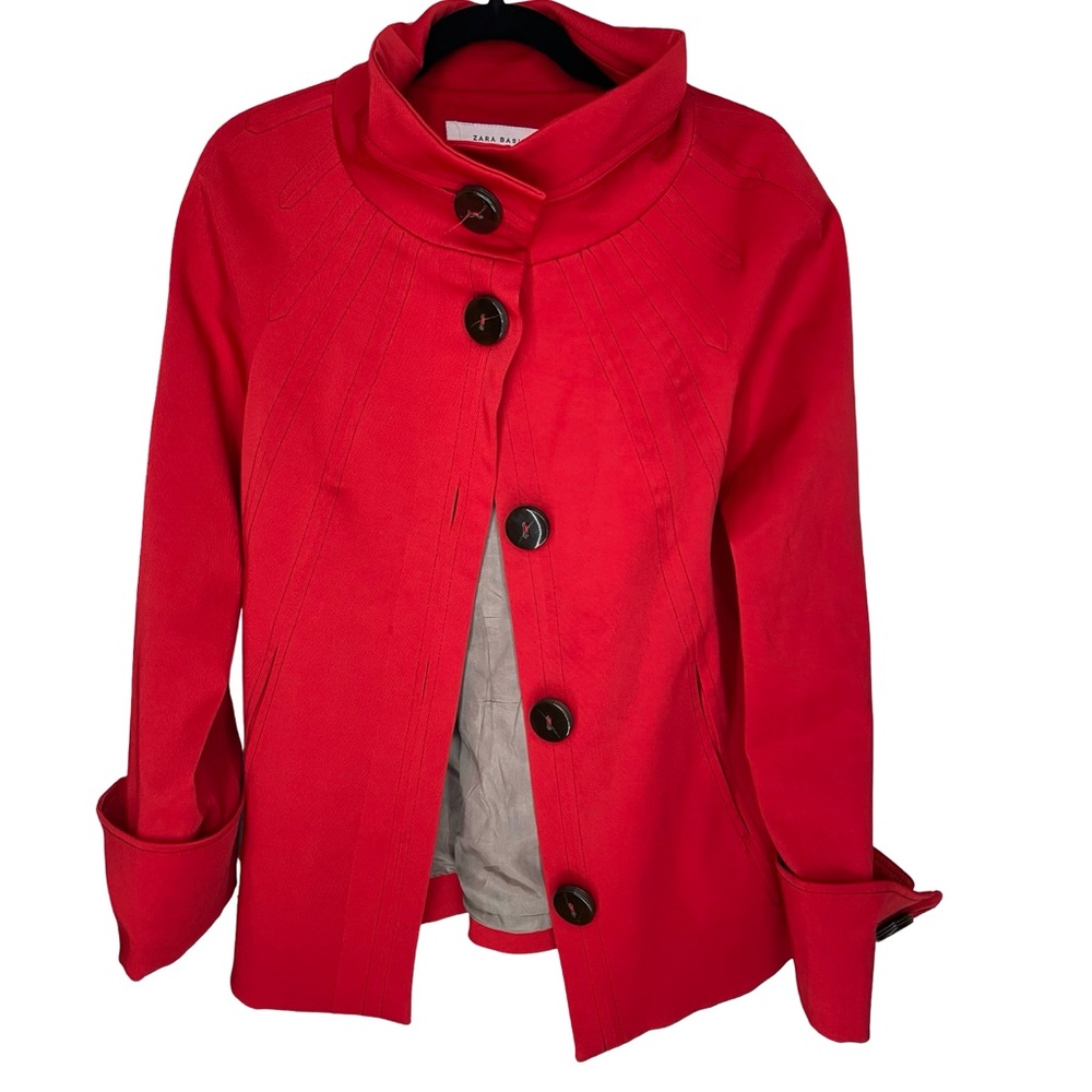 Zara basics red jacket with pleated back